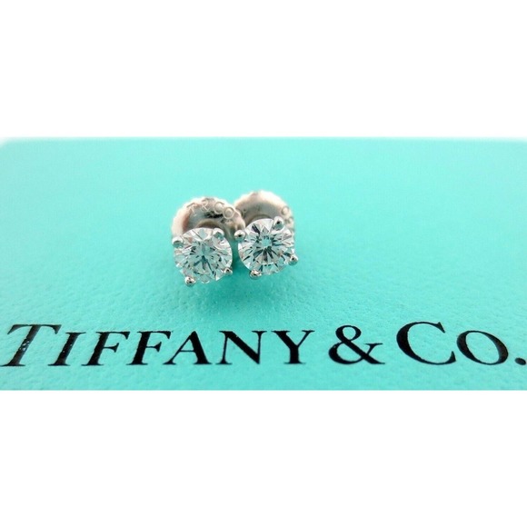 Tiffany & Co. Jewelry - Tiffany & Co. Platinum 0.38ct H VS1 Round Diamond Stud Solitaire Earrings